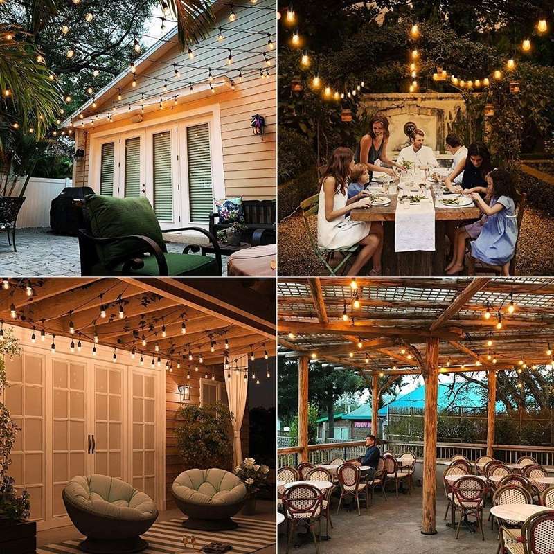 20m Solar Outdoor Waterproof String Hanging Light with 20 Removable Bulbs