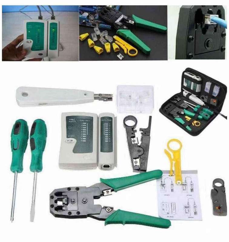 Tool Kit LAN Crimper Down Wire Stripper Cat5 6 RJ45 BAG PK