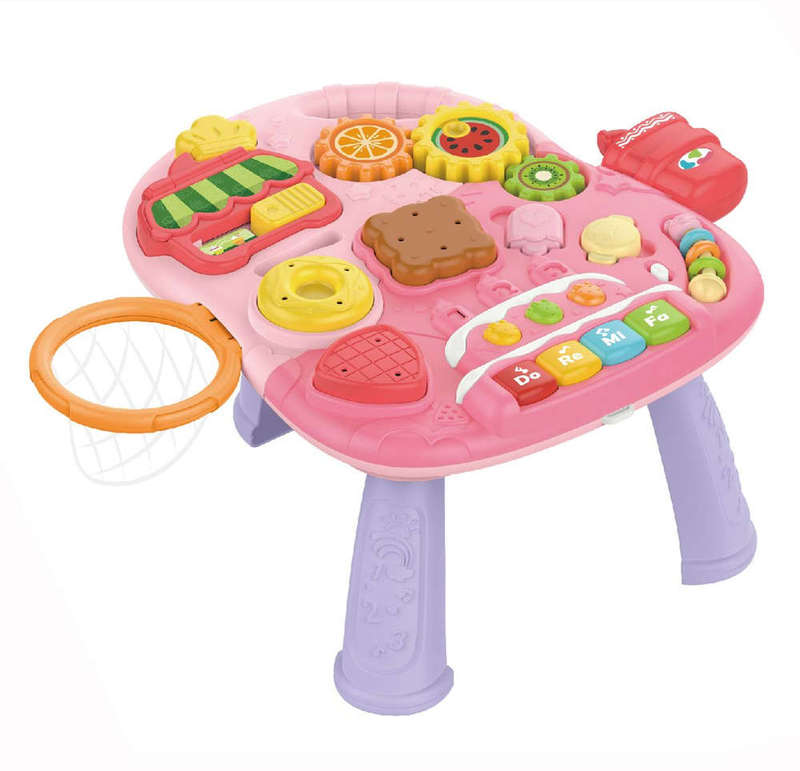 2-in-1 Baby Learning Music Walker with Activity Table - Pink