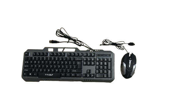 Secondhand T-WOLF TF600 Mechanical Feel Metal Panel Gaming Keyboard Mouse Combo Set