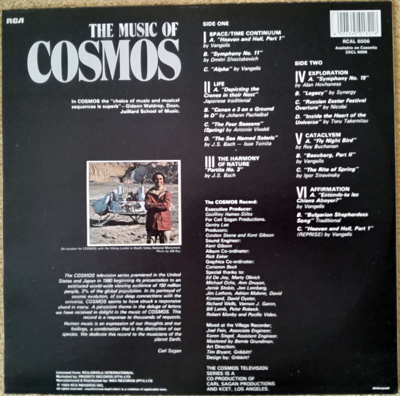 The Music of Cosmos vinyl LP record (Carl Sagan) - Classic Collector's Item