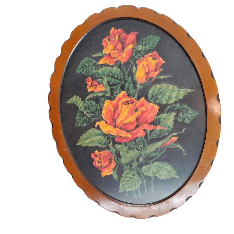 Hand-made Framed Embroidery Tapestry - Flowers - Ideal for lounge, dining room or entrance