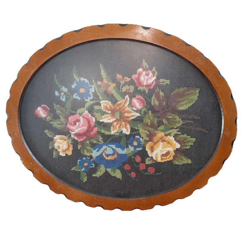 Hand-made Framed Embroidery Tapestry - Flower Bouquet - Ideal for lounge, dining room or entrance
