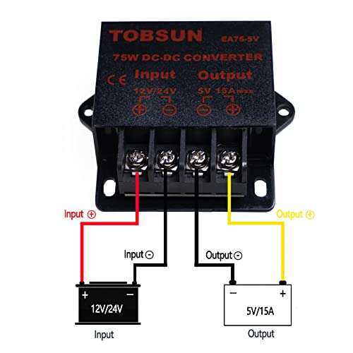 DC 12V 24V to 5V 15A 75W Converter DC Voltage Reducer Regulator Step Down Buck Converter PSU