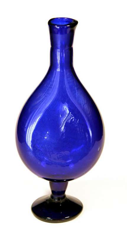 Vintage Vase with unique Shape, cobalt blue glass