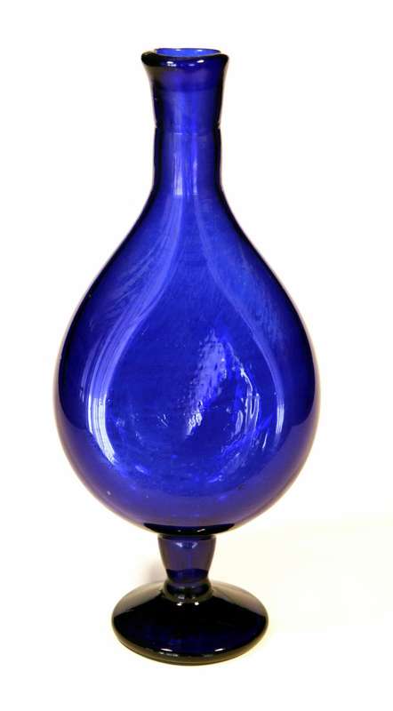 Vintage Vase with unique Shape, cobalt blue glass