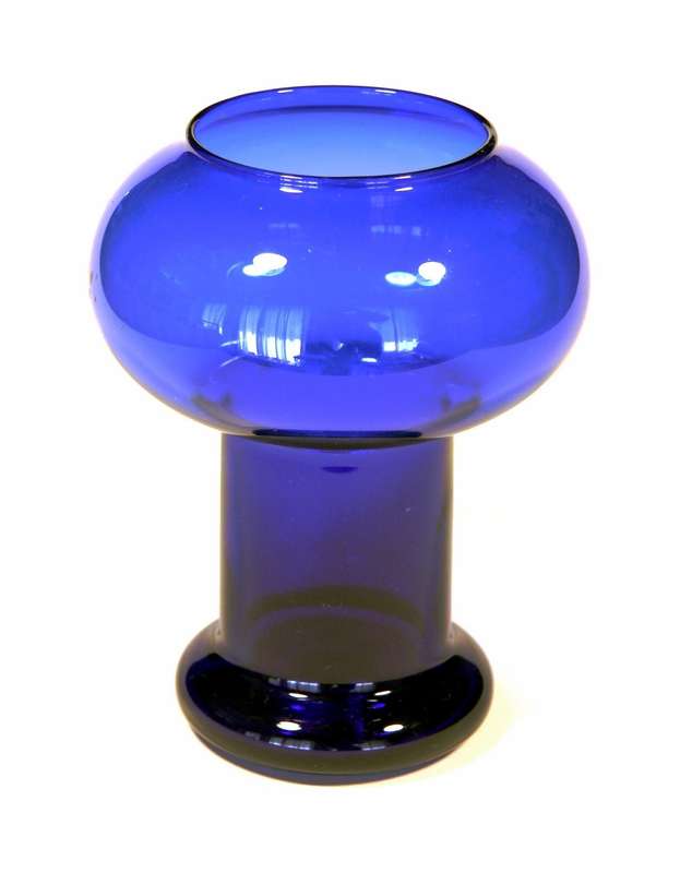 Vintage Vase with unusual Shape, cobalt blue glass