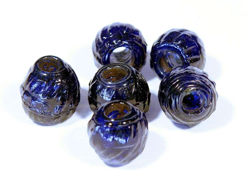 Large Beads, lot of 6, cobalt blue glass