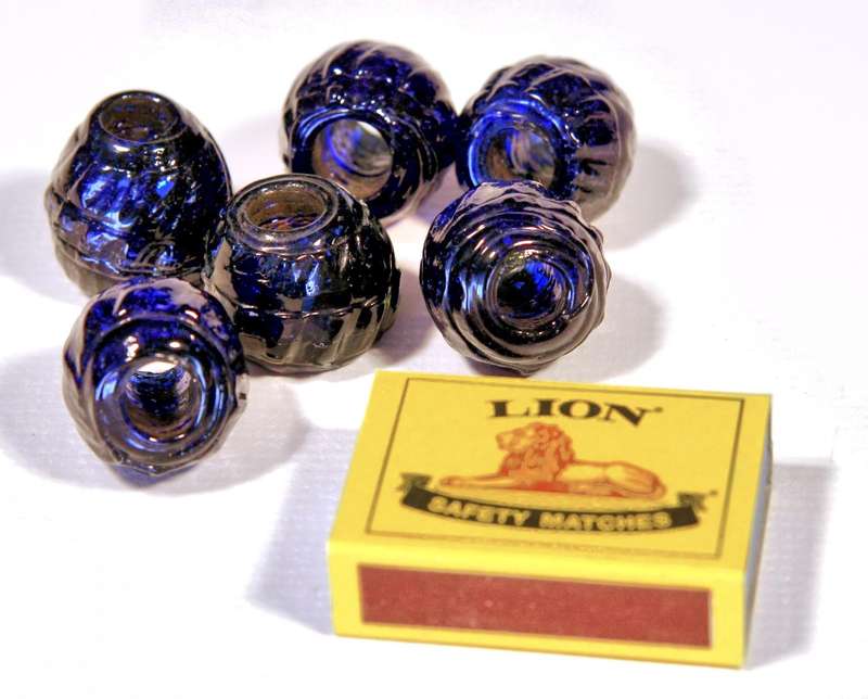 Large Beads, lot of 6, cobalt blue glass