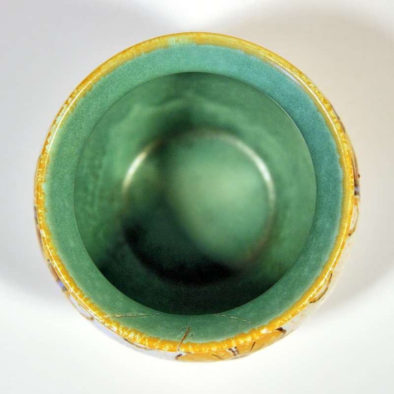 BEAUTIFULLY HAND-PAINTED SMALL GOUDA POTTERY VASE "TONY"