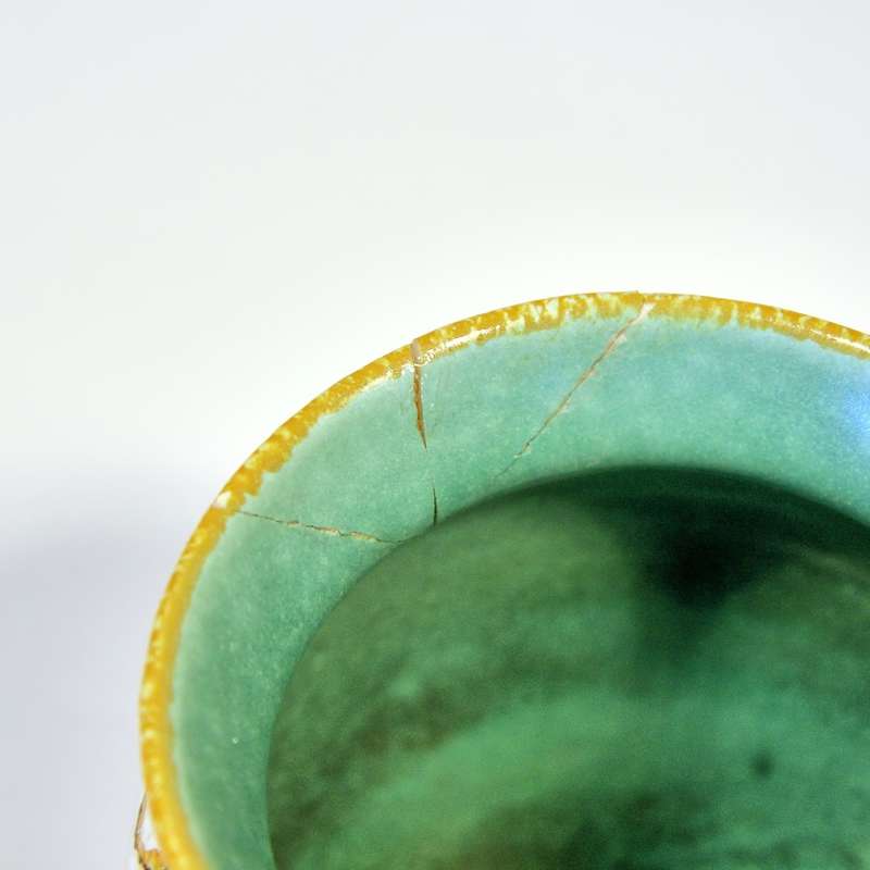 BEAUTIFULLY HAND-PAINTED SMALL GOUDA POTTERY VASE "TONY"