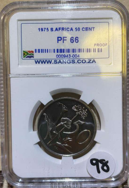 1975 South African 50c PF 66