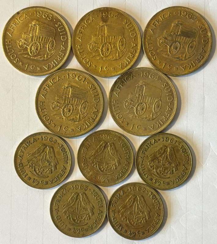 South African One cents and half cents (Price for all)