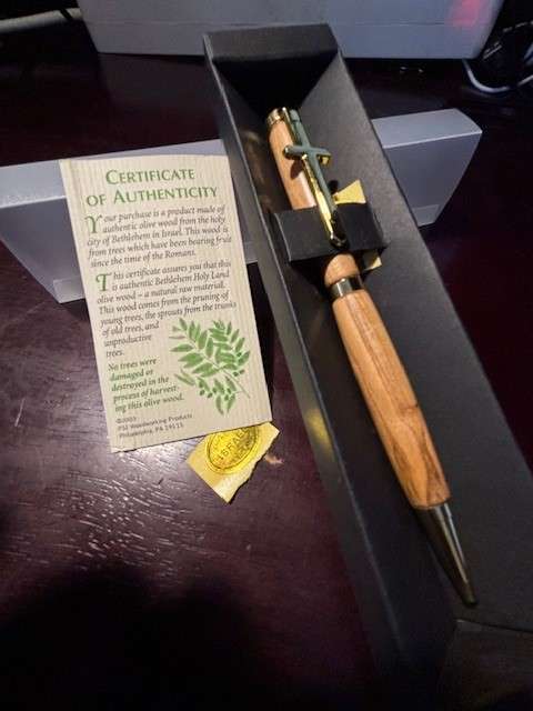 Hand Crafted pen with Olive wood from Israel