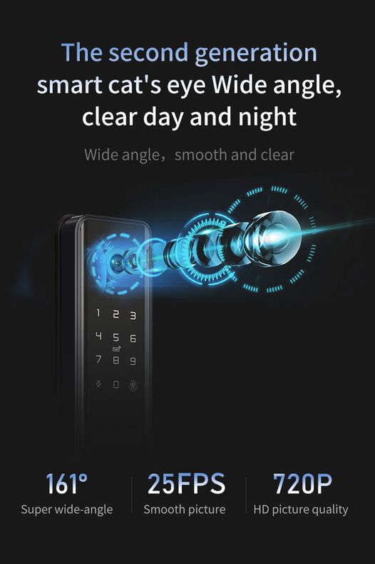 Intelligent Smart Door Lock with Cat Eye / Bell (TUYA)