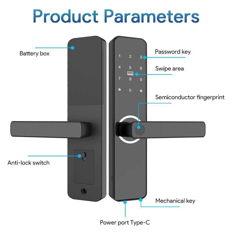 Smart Intelligent Wifi Door Lock - Black