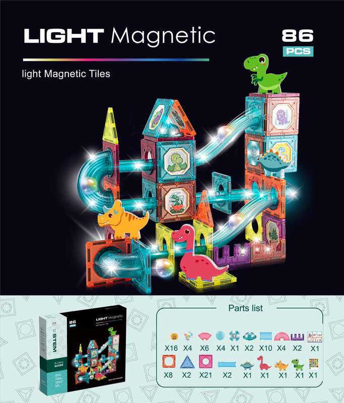 Bubblegum STEM Magnetic Light Set - 86 PCS