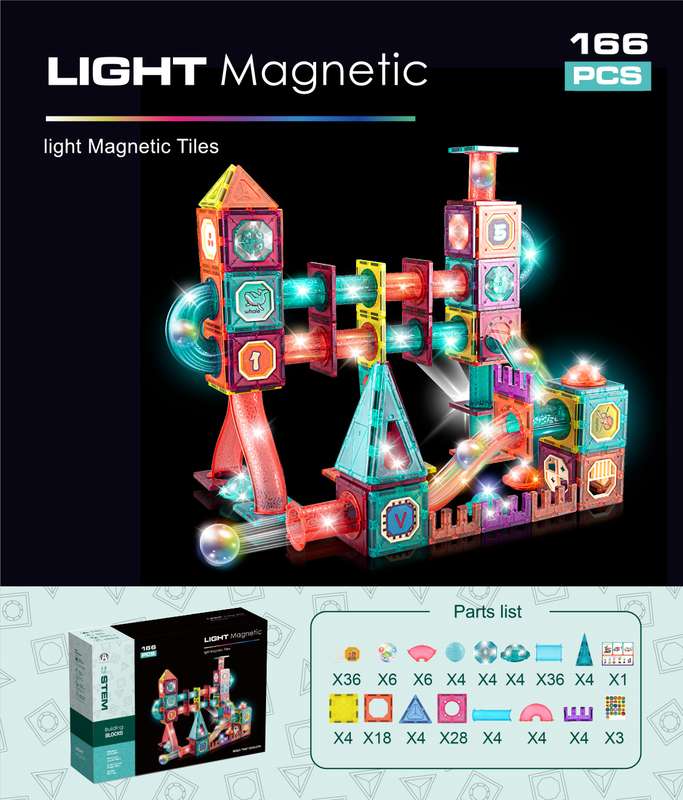 Bubblegum STEM Magnetic Light Set - 166 PCS