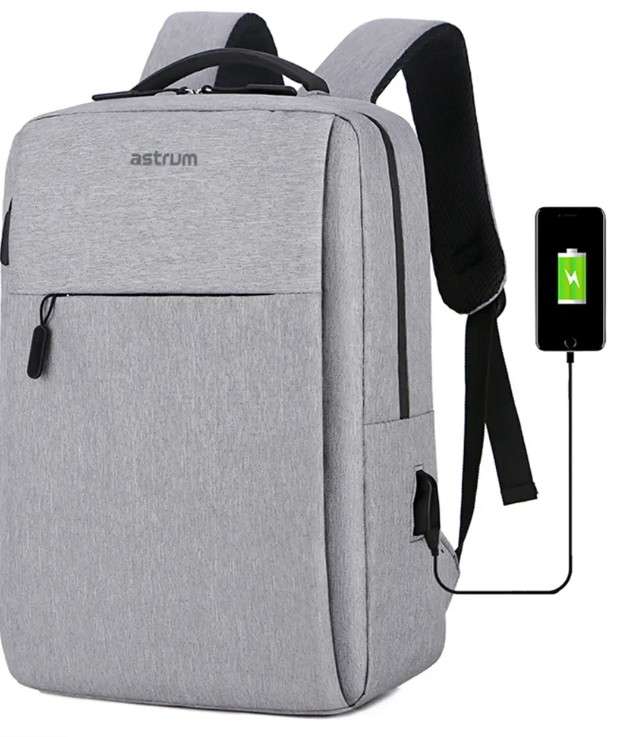 LB200 BACKPACK OXFORD 15 USB GREY