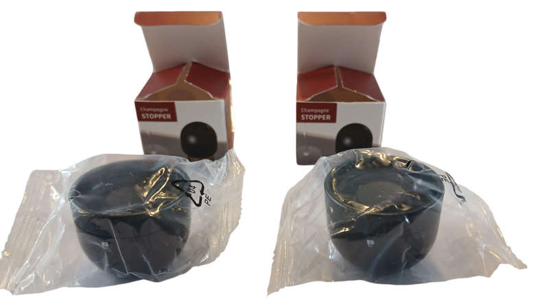 2pc-Champagne/Wine Bottle Caps- Reusable Champagne/Wine Stoppers- Bar Accessories( Set of 2) -Black