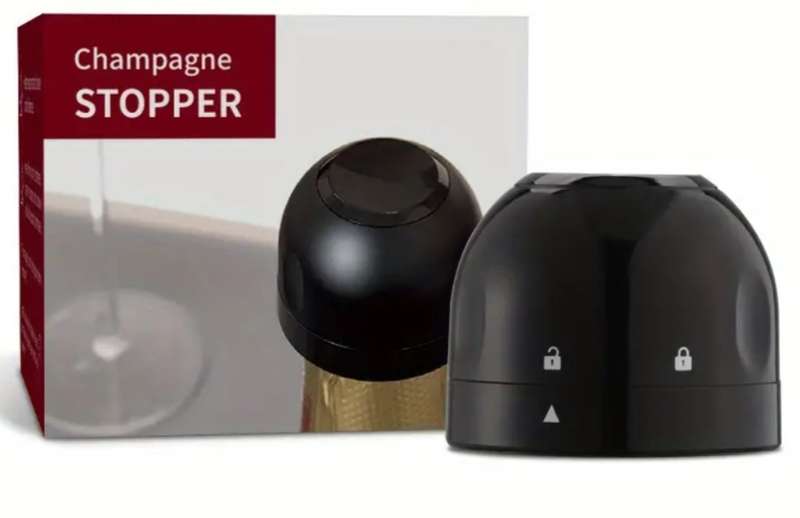 2pc-Champagne/Wine Bottle Caps- Reusable Champagne/Wine Stoppers- Bar Accessories( Set of 2) -Black