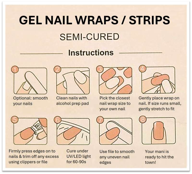 Lilac 16pc Semi Cured Gel Nail Wraps/ Gel Nail Strips cured with UV/LED -Easy to Apply, Long Lasting