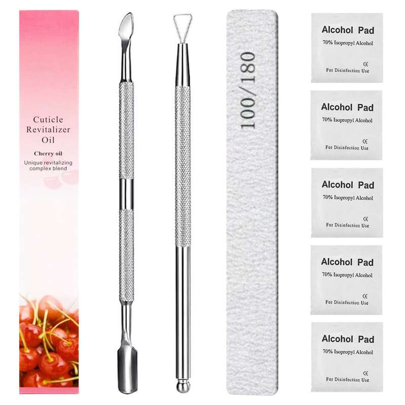 Nail Care Kit - Cuticle Oil, Cuticle Pusher, Gel Remover /Unarmor Plate, Nail FIle + Prep Pads