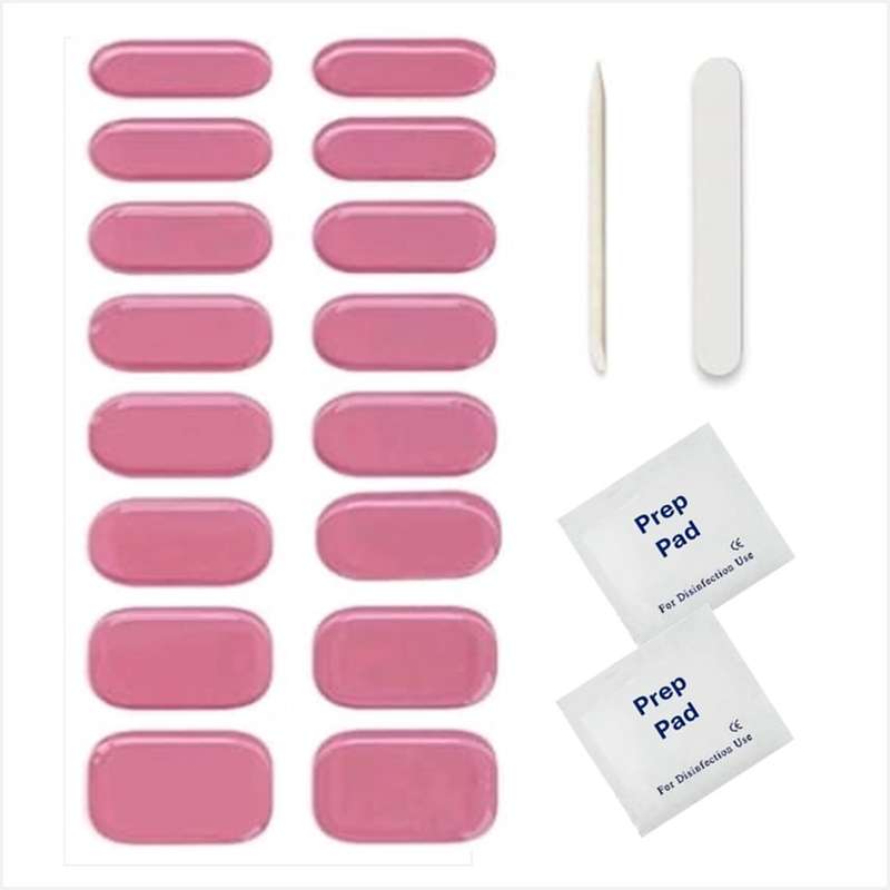Pink 16pc Semi Cured Gel Nail Wraps/ Gel Nail Strips cured with UV/LED -Easy to Apply, Long Lasting