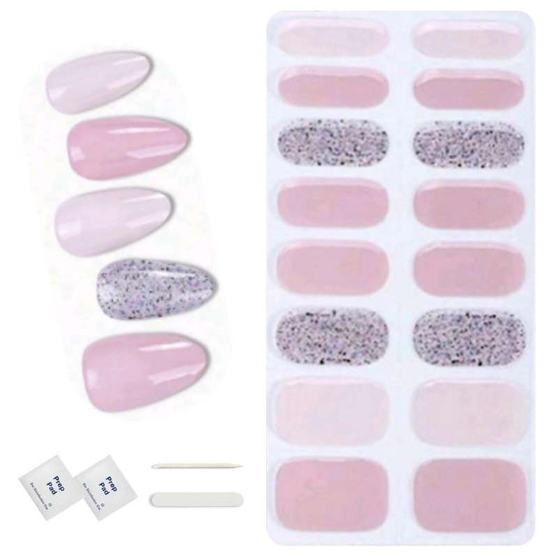 16pc Pink Semi Cured Gel Nail Wraps/ Gel Nail Strips - Easy to Apply, Long Lasting
