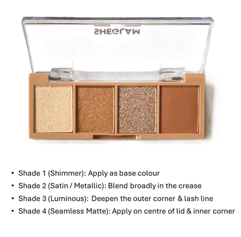 SHEGLAM Essential Square Eyeshadow Palette Quad - VEIL