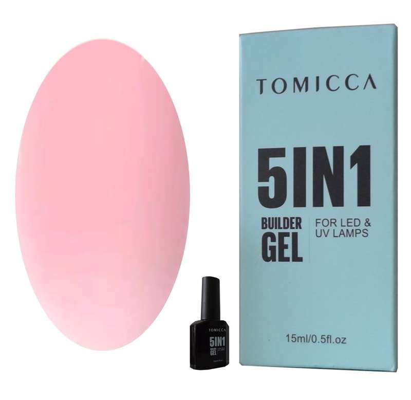 TOMICCA Peach Pink 5-IN-1 Nail Builder Gel - Quick Dry (UV/LED) & Long Lasting
