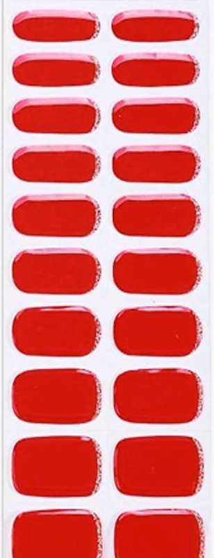 20pc Salon Quality Semi Cured Gel Nail Wraps, Gel Nail Strips, Nail Art - Red & Gold