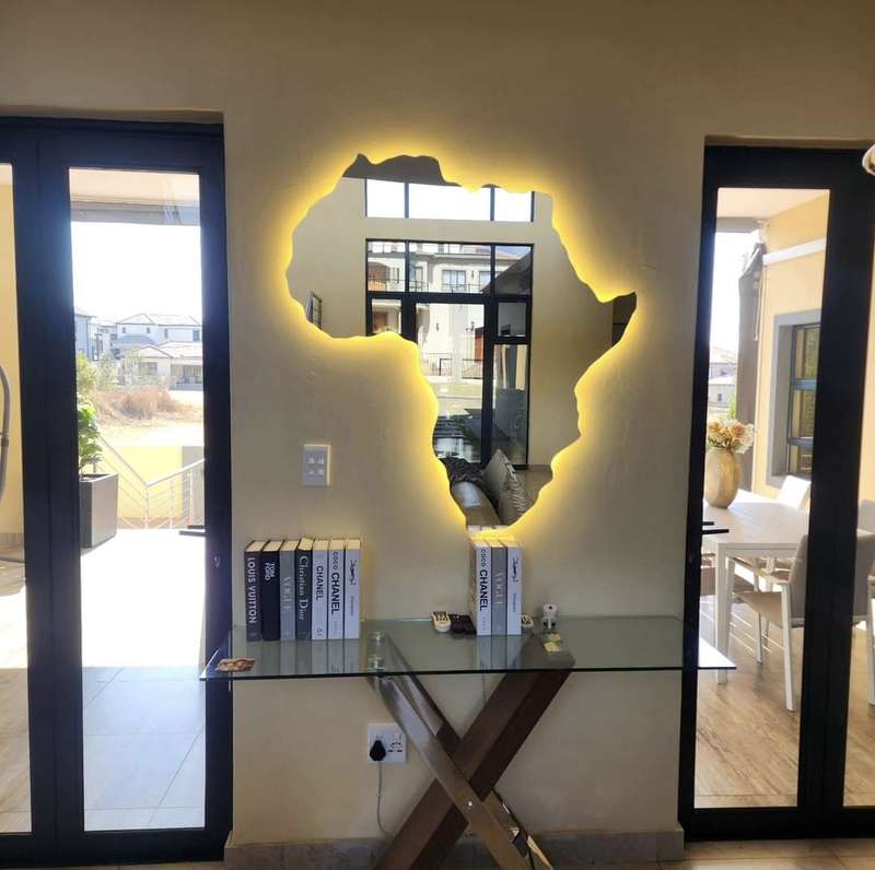 Africa inspired mirror with back-light - 60cm x 55cm