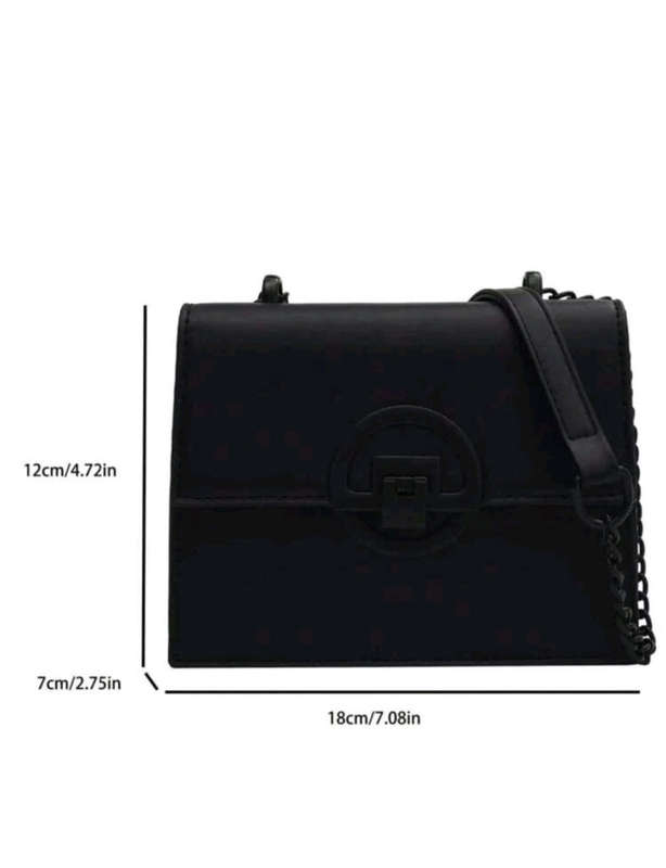 Mini Black Handbag with Black Chain  Sleek & Modern Compact Style