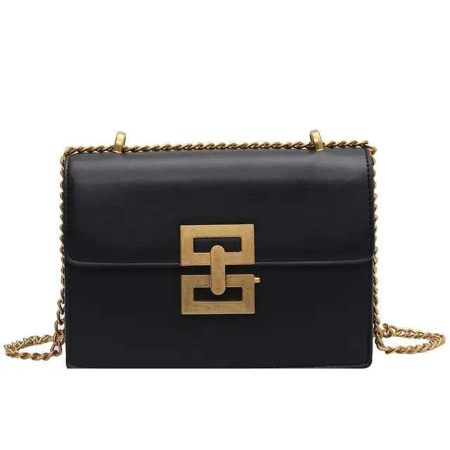 Elegant Black Shoulder Bag with Gold Chain  Chic Everyday Style