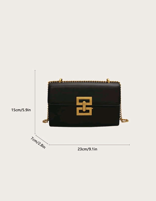 Elegant Black Shoulder Bag with Gold Chain  Chic Everyday Style