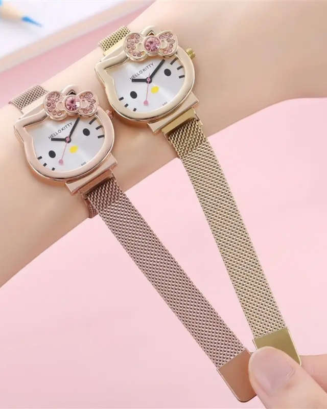 Hello Kitty Watch and Bracelet Set in elegant Rose Gold