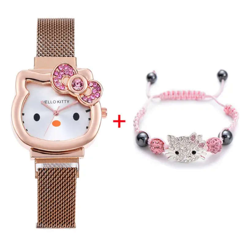 Hello Kitty Watch and Bracelet Set in elegant Rose Gold