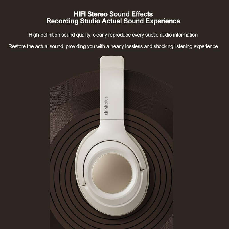 LENOVO - TH54 - Wireless Over-Ear Headphones With Immersive Sound Effect - White