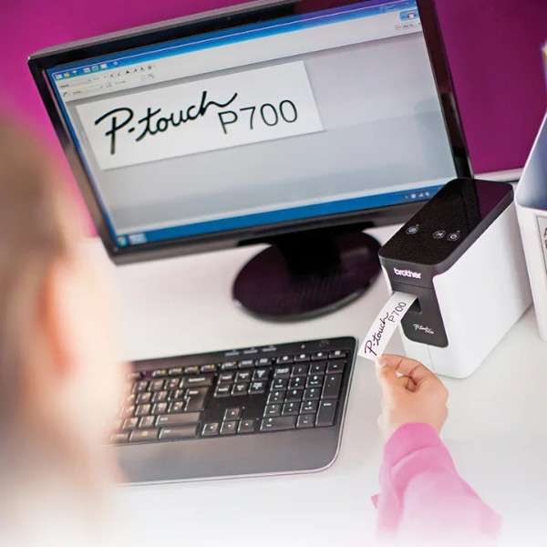 Brother P-Touch - PT700 - Compact High Quality Label Printer With Black On White Cartridge - Black