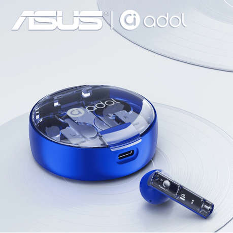 Asus - AS - TK - Semi-In-Ear Wireless Earbuds With Microphone - Blue