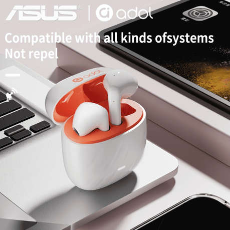 Asus - AS - 172 - Noise Cancelling Wireless Earbuds With Mic - White Orange