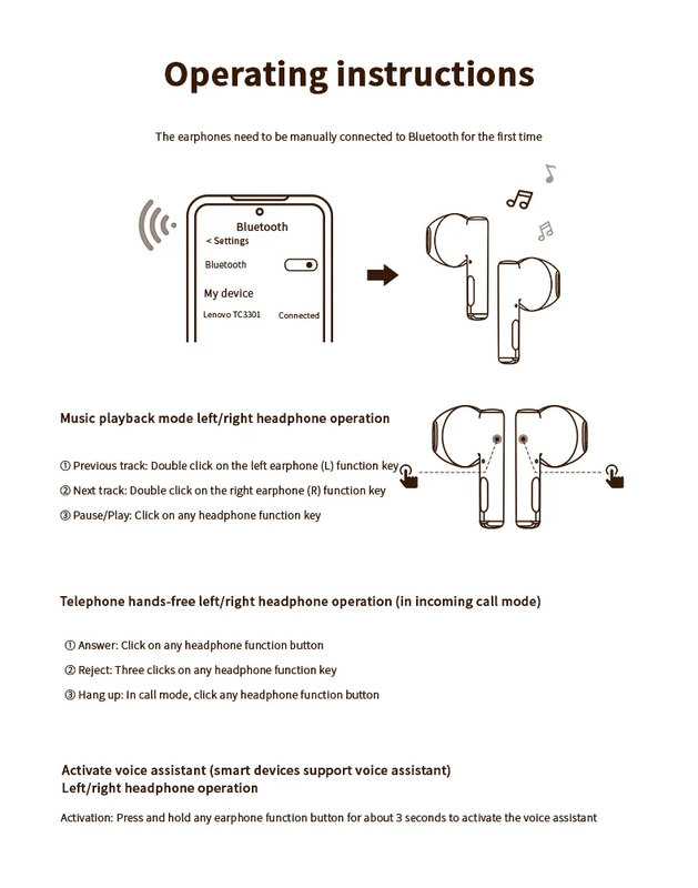 LENOVO - TC3301 - TWS Bluetooth Earbuds With Noise Cancellation
