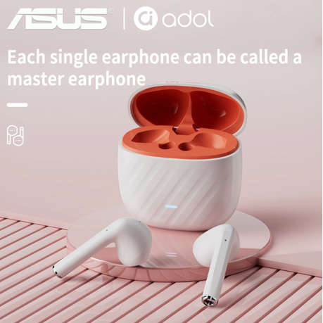 Asus - AS - 172 - Noise Cancelling Wireless Earbuds With Mic - White Orange
