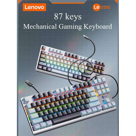 LENOVO Lecoo - GK304 - Wired RGB Backlit Gaming 87 Key Keyboard - Grey
