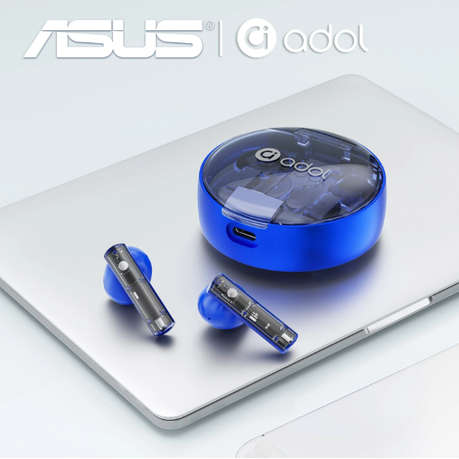 Asus - AS - TK - Semi-In-Ear Wireless Earbuds With Microphone - Blue