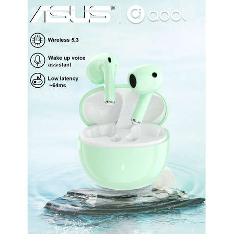 Asus - AS-UI - Semi-In-Ear Wireless Earbuds With Microphone - Green