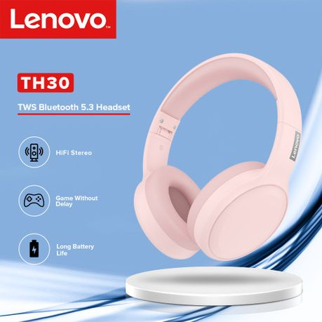 Lenovo TH30 - Noise-Cancelling 3D Audio Wireless Headphones - Pink