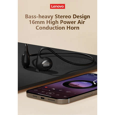 Lenovo Thinplus - XT95 - Wireless Bluetooth Bone Conduction Headset- Black