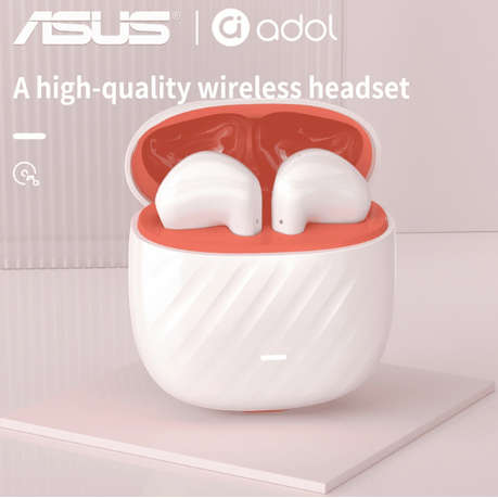 Asus - AS - 172 - Noise Cancelling Wireless Earbuds With Mic - White Orange